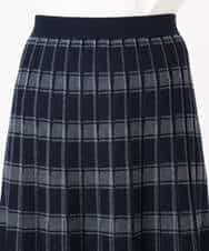 FKHDD01170 MK MICHEL KLEIN(MK ミッシェルクラン) チェック柄プリーツニットスカート/洗える ネイビー