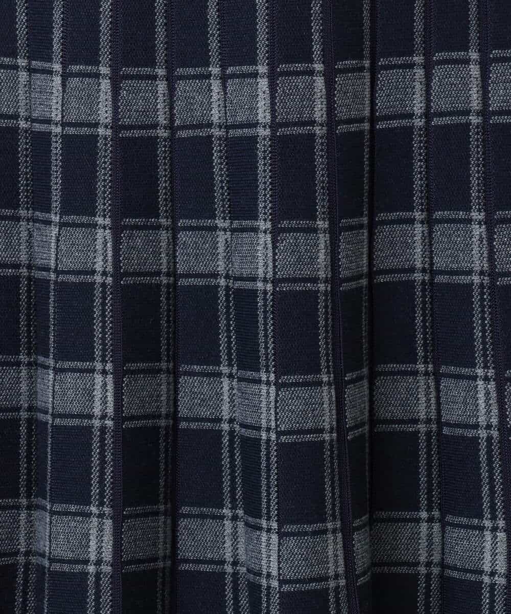 FKHDD01170 MK MICHEL KLEIN(MK ミッシェルクラン) チェック柄プリーツニットスカート/洗える ネイビー
