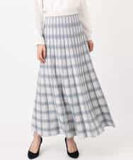 FKHDD01170 MK MICHEL KLEIN(MK ミッシェルクラン) チェック柄プリーツニットスカート/洗える ネイビー