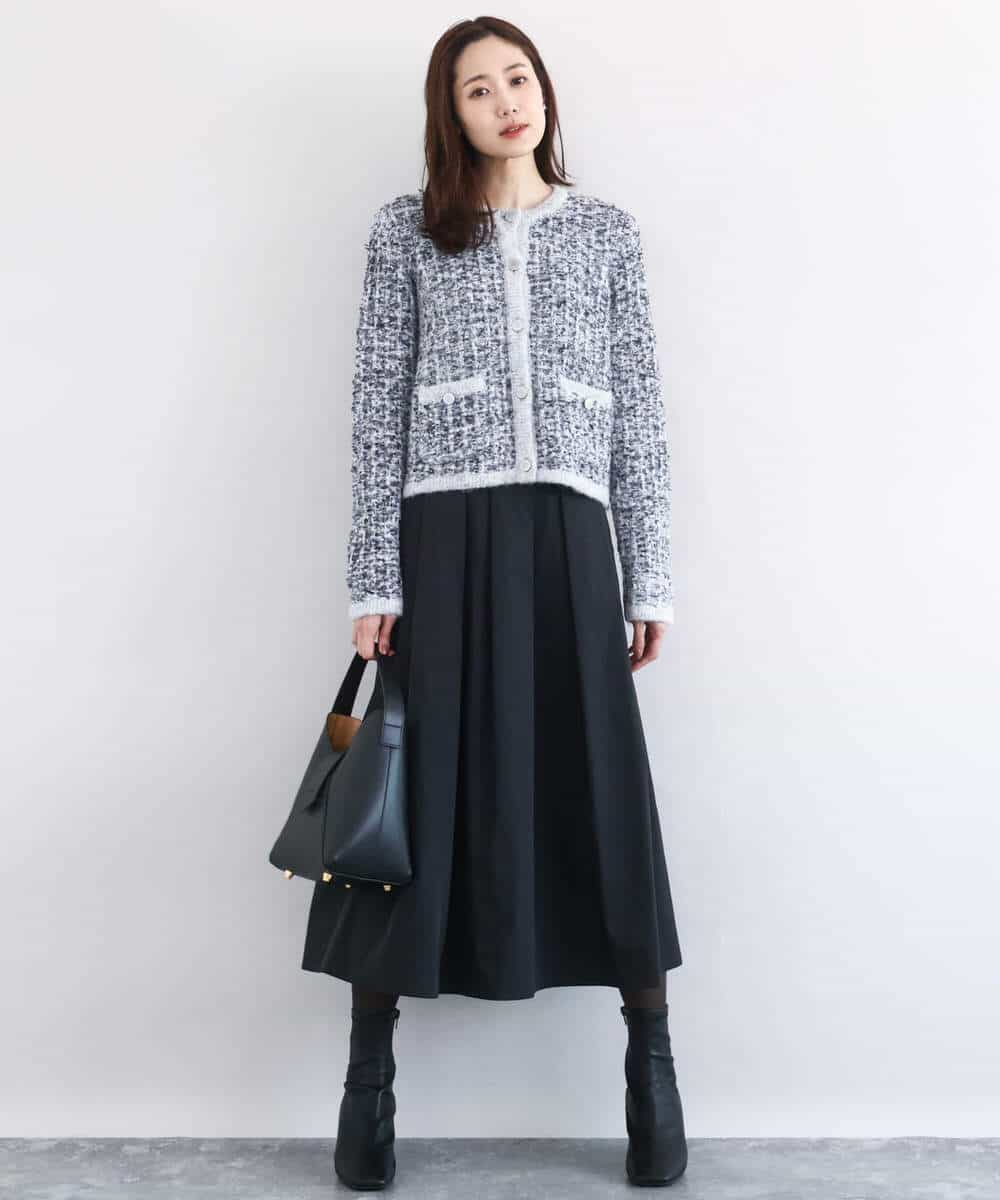 FKHDD60170 MK MICHEL KLEIN(MK ミッシェルクラン) メモリータフタ タックフレアスカート/洗える ライトブルー
