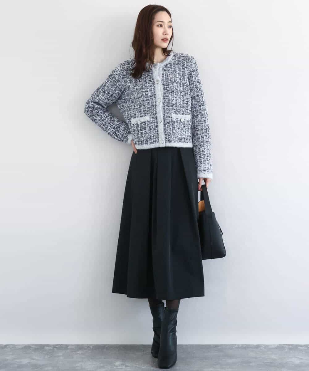 FKHDD60170 MK MICHEL KLEIN(MK ミッシェルクラン) メモリータフタ タックフレアスカート/洗える ライトブルー