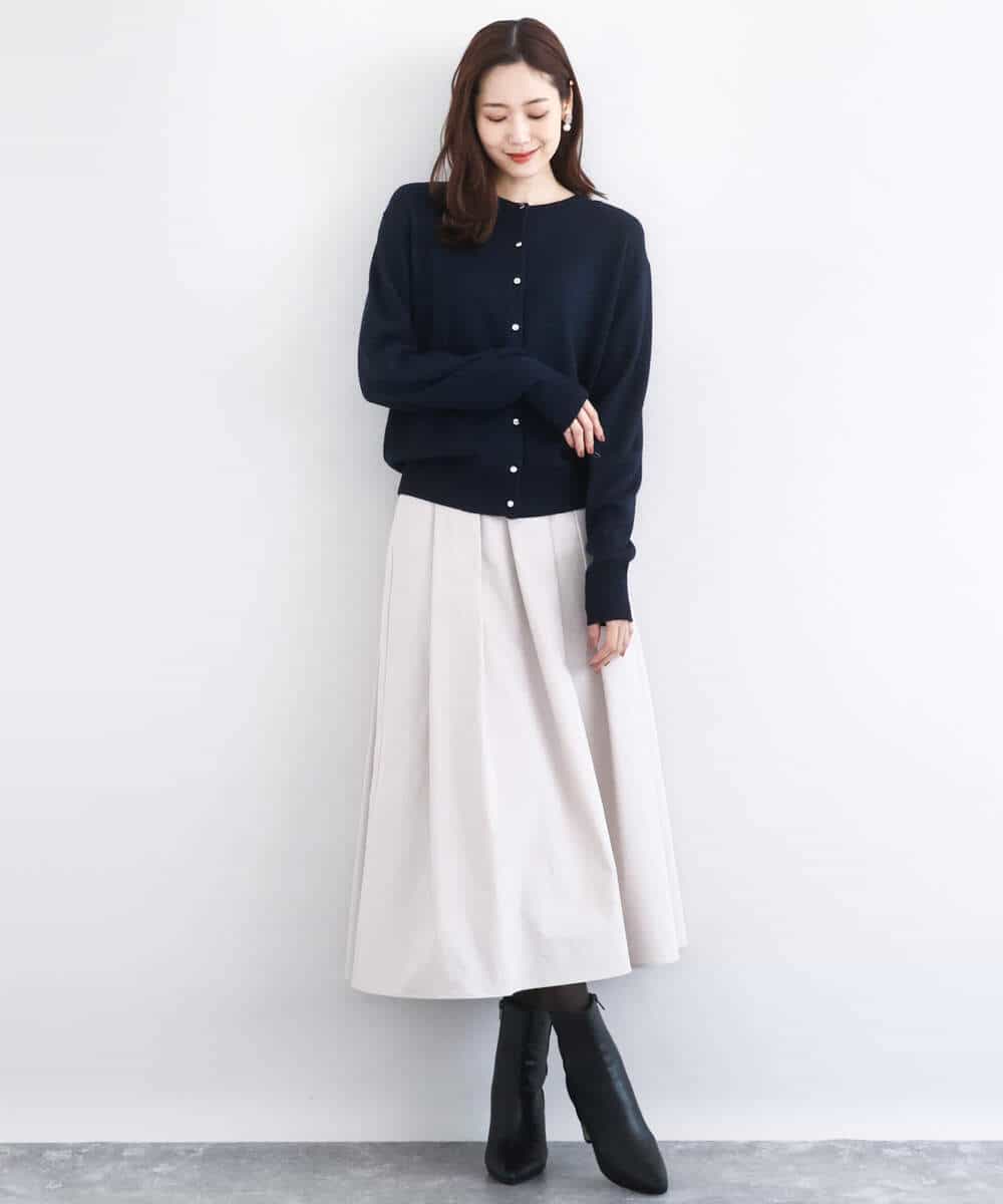 FKHDD60170 MK MICHEL KLEIN(MK ミッシェルクラン) メモリータフタ タックフレアスカート/洗える ライトブルー