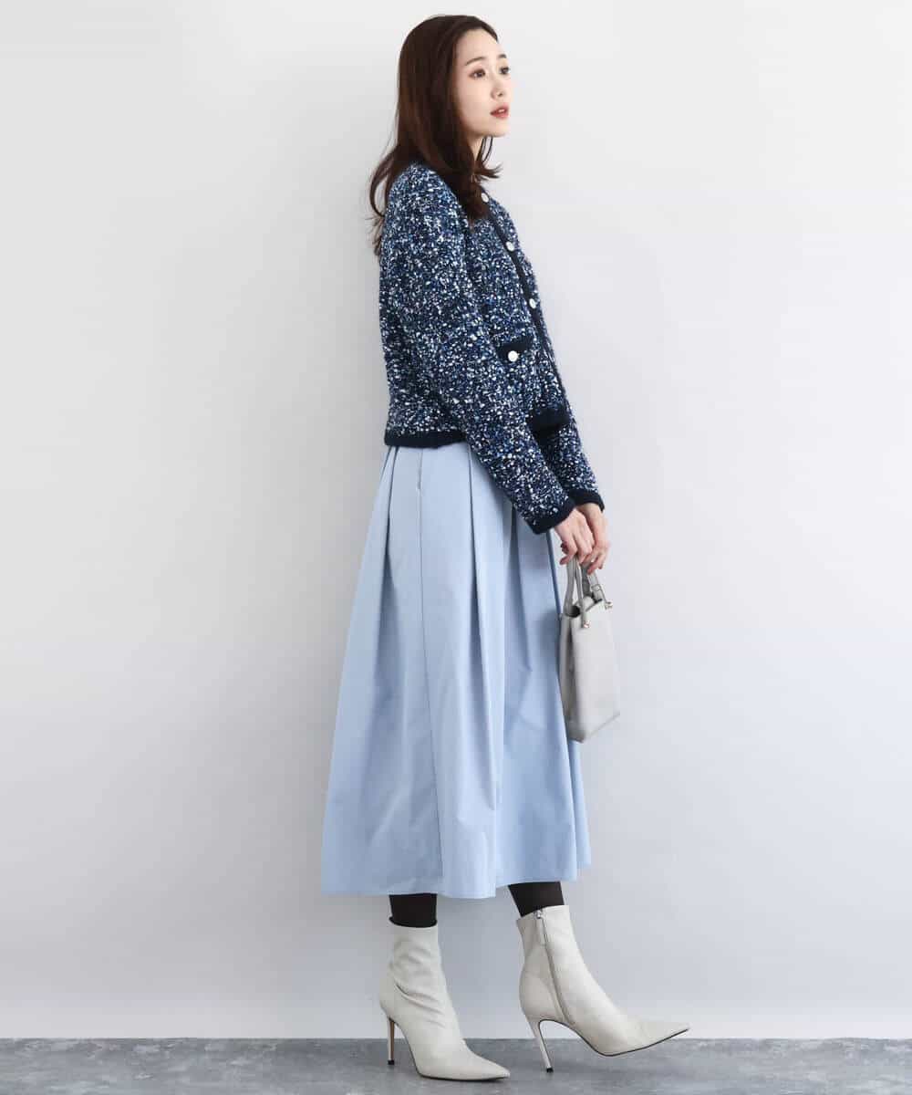 FKHDD60170 MK MICHEL KLEIN(MK ミッシェルクラン) メモリータフタ タックフレアスカート/洗える ライトブルー