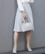 FKHDP91135 MK MICHEL KLEIN(MK ミッシェルクラン) ラメツイードフレアスカート/洗える ライトグレー