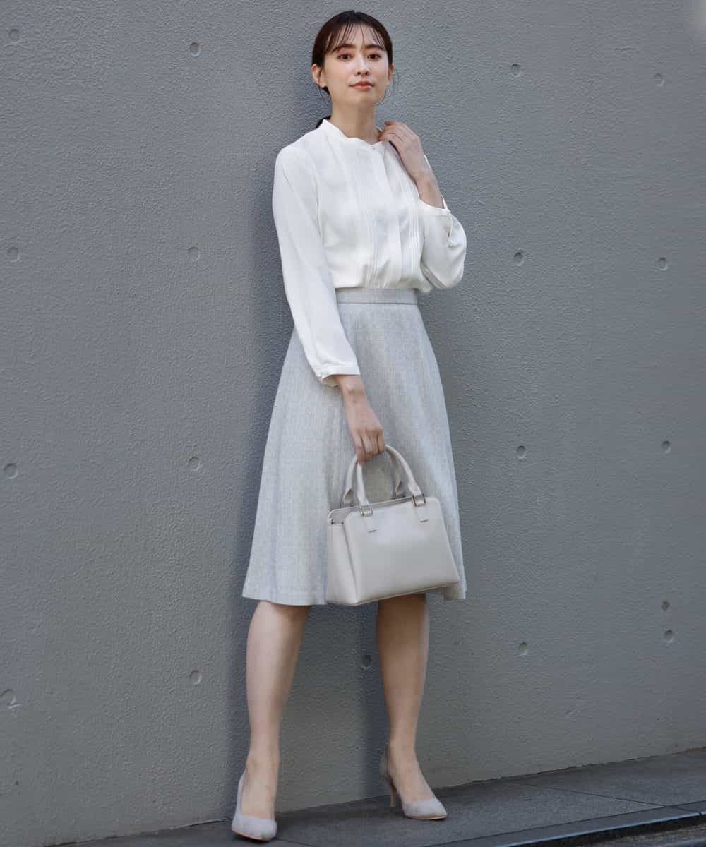 FKHDP91135 MK MICHEL KLEIN(MK ミッシェルクラン) ラメツイードフレアスカート/洗える ライトグレー