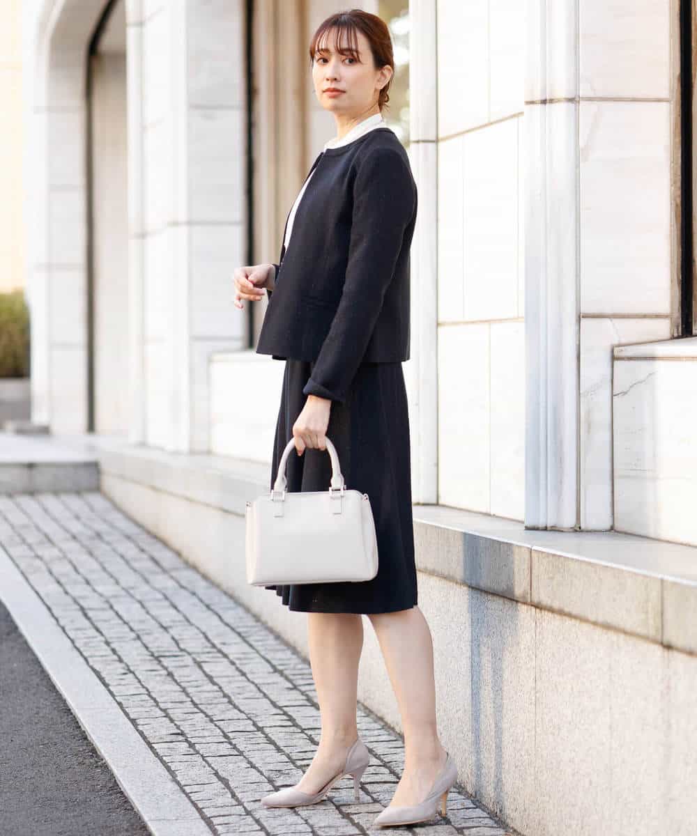 FKHDP91135 MK MICHEL KLEIN(MK ミッシェルクラン) ラメツイードフレアスカート/洗える ライトグレー