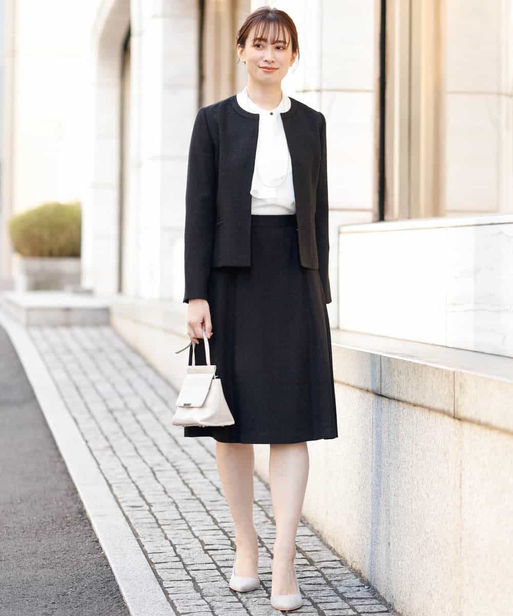 FKHDP91135 MK MICHEL KLEIN(MK ミッシェルクラン) ラメツイードフレアスカート/洗える ライトグレー
