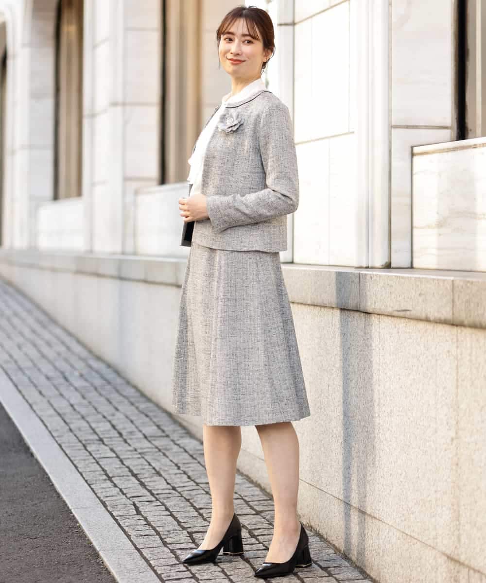 FKHDP91135 MK MICHEL KLEIN(MK ミッシェルクラン) ラメツイードフレアスカート/洗える グレー