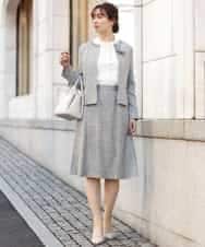 FKHDP91135 MK MICHEL KLEIN(MK ミッシェルクラン) ラメツイードフレアスカート/洗える グレー