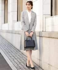 FKHDP91135 MK MICHEL KLEIN(MK ミッシェルクラン) ラメツイードフレアスカート/洗える グレー