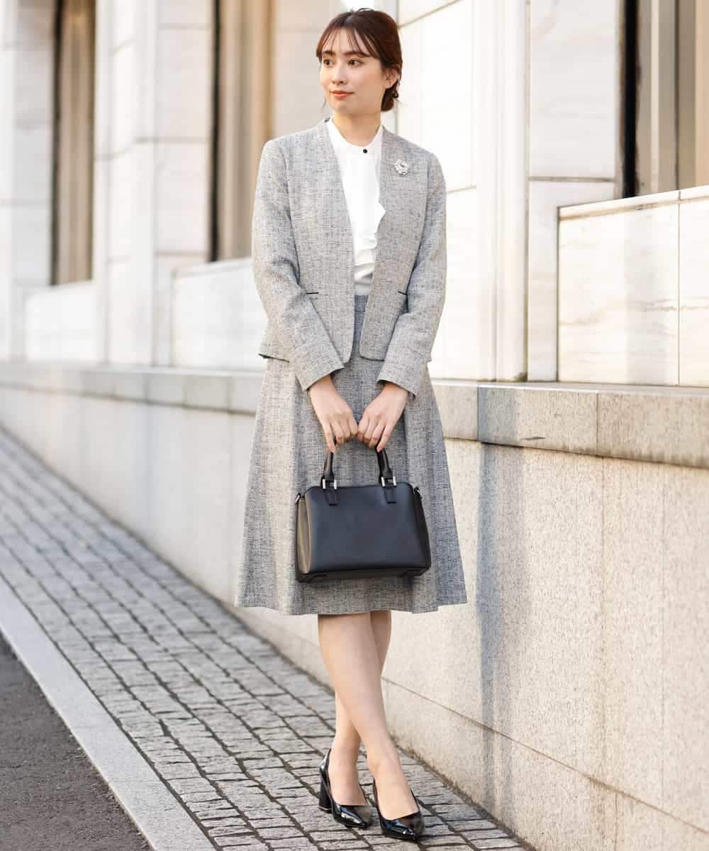 FKHDP91135 MK MICHEL KLEIN(MK ミッシェルクラン) ラメツイードフレアスカート/洗える グレー