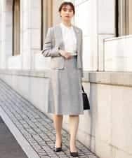 FKHDP91135 MK MICHEL KLEIN(MK ミッシェルクラン) ラメツイードフレアスカート/洗える グレー