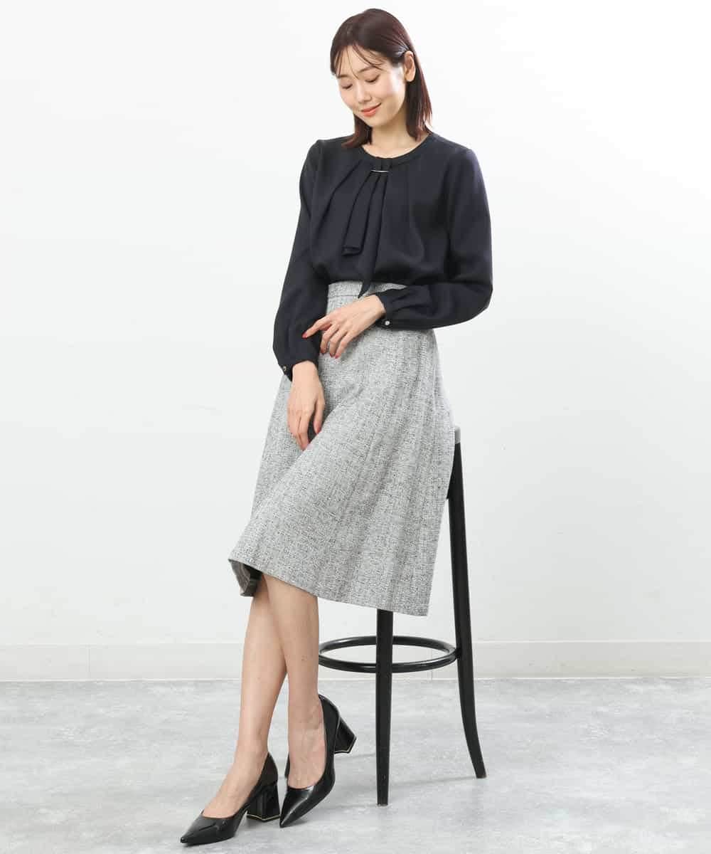 FKHDP91135 MK MICHEL KLEIN(MK ミッシェルクラン) ラメツイードフレアスカート/洗える グレー