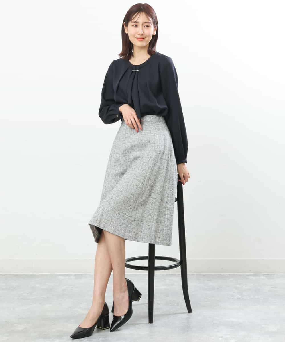 FKHDP91135 MK MICHEL KLEIN(MK ミッシェルクラン) ラメツイードフレアスカート/洗える グレー