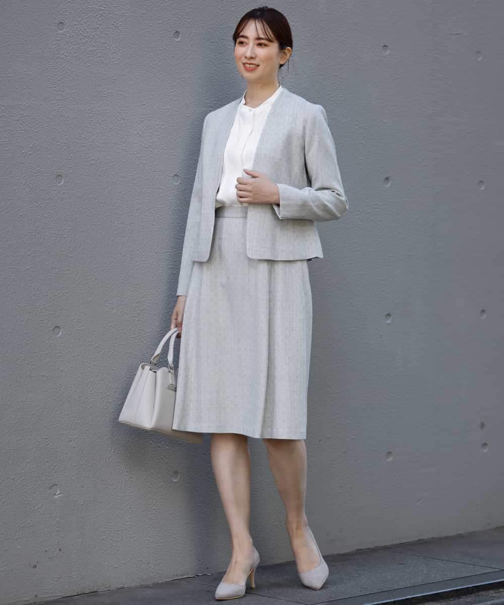 FKHDP91135 MK MICHEL KLEIN(MK ミッシェルクラン) ラメツイードフレアスカート/洗える グレー