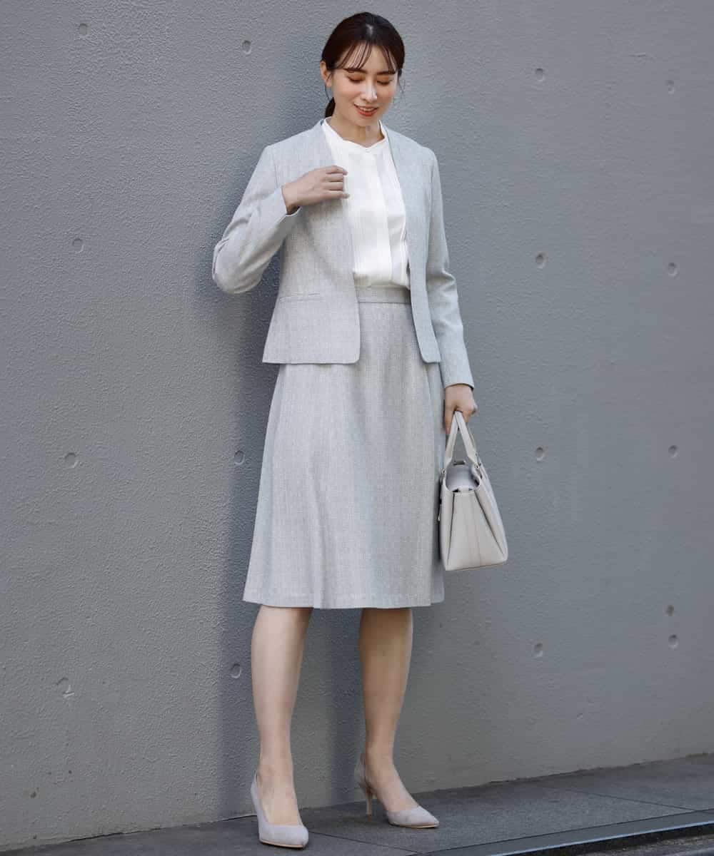 FKHDP91135 MK MICHEL KLEIN(MK ミッシェルクラン) ラメツイードフレアスカート/洗える グレー