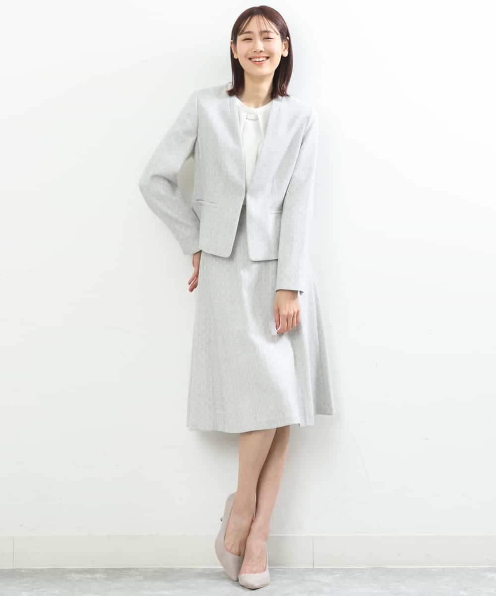 FKHDP91135 MK MICHEL KLEIN(MK ミッシェルクラン) ラメツイードフレアスカート/洗える グレー