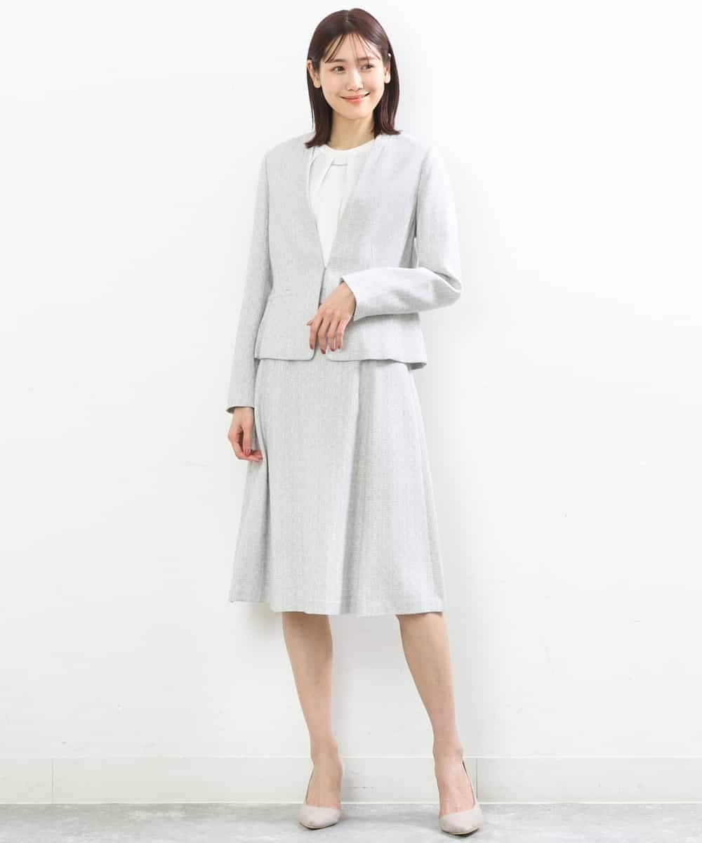 FKHDP91135 MK MICHEL KLEIN(MK ミッシェルクラン) ラメツイードフレアスカート/洗える グレー