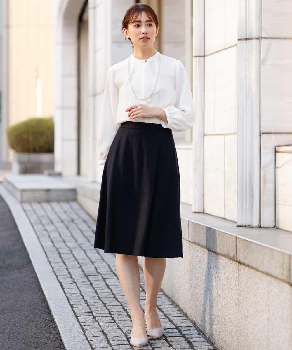 FKHDP91135 MK MICHEL KLEIN(MK ミッシェルクラン) ラメツイードフレアスカート/洗える グレー