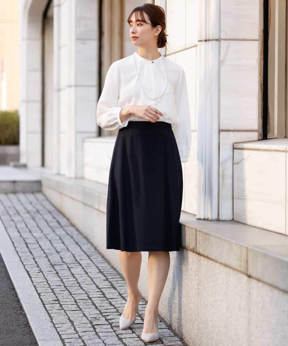 FKHDP91135 MK MICHEL KLEIN(MK ミッシェルクラン) ラメツイードフレアスカート/洗える グレー