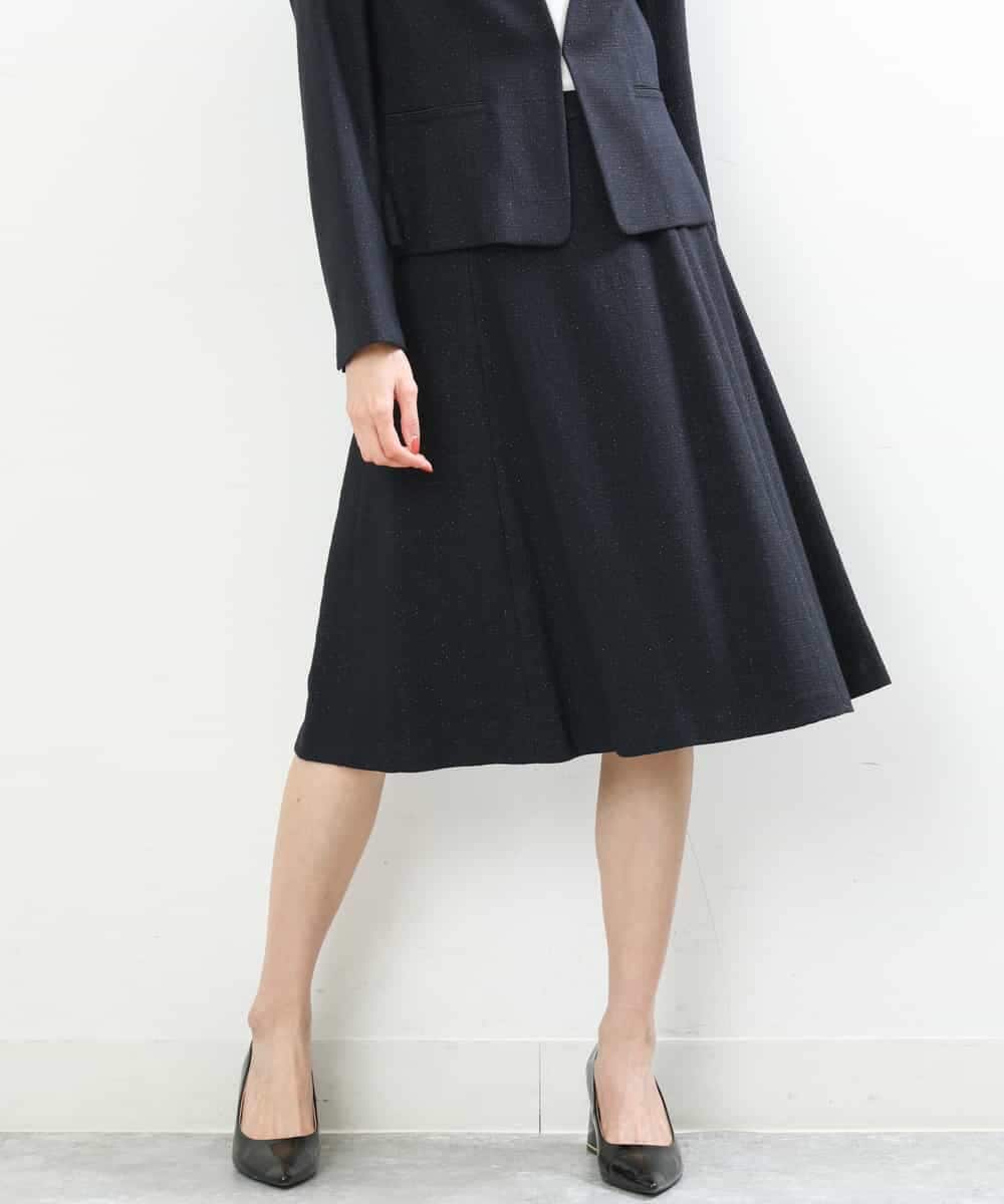 FKHDP91135 MK MICHEL KLEIN(MK ミッシェルクラン) ラメツイードフレアスカート/洗える グレー
