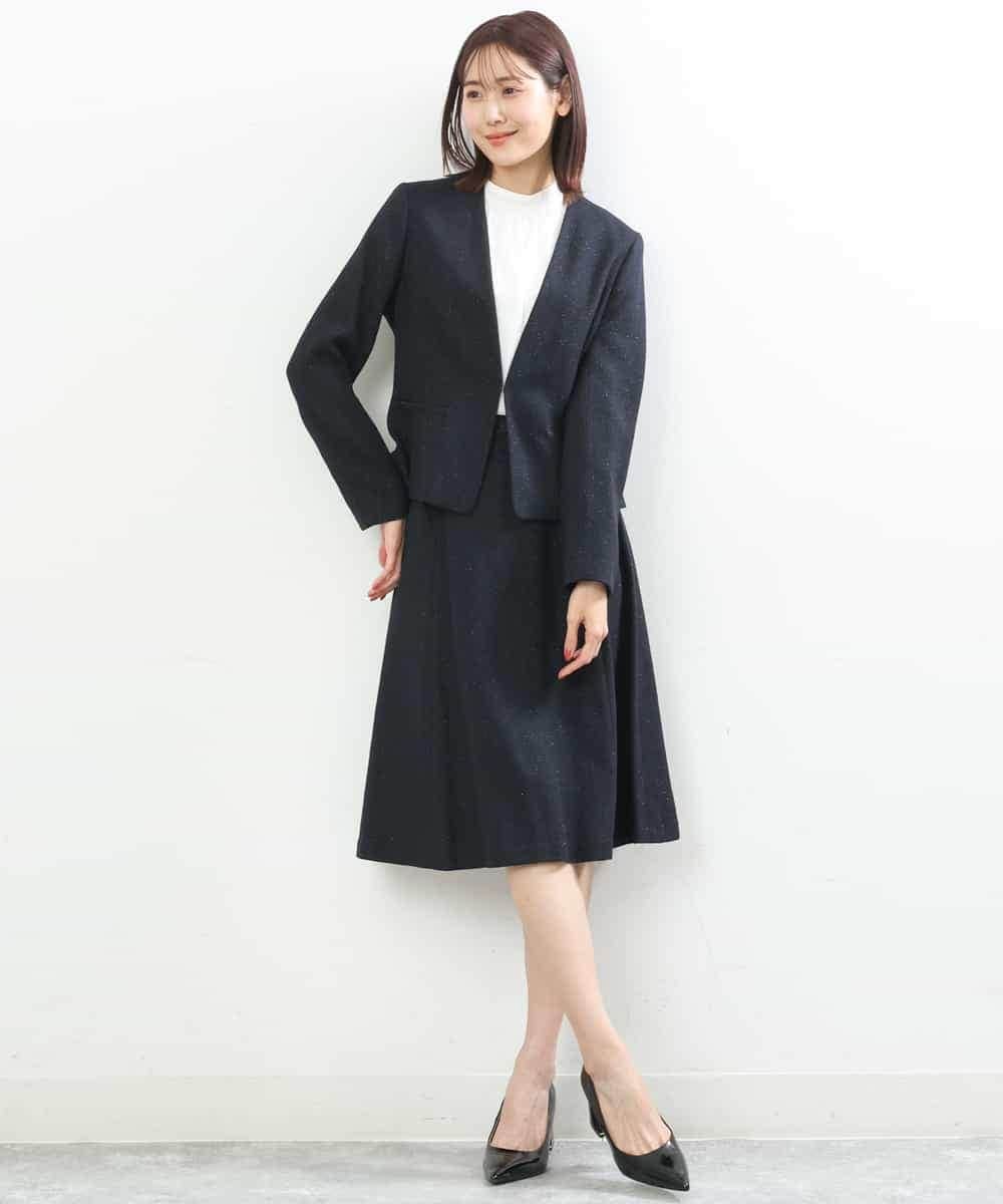 FKHDP91135 MK MICHEL KLEIN(MK ミッシェルクラン) ラメツイードフレアスカート/洗える グレー