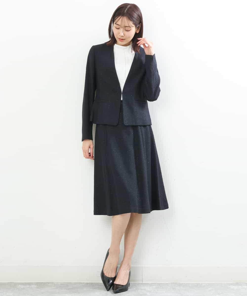 FKHDP91135 MK MICHEL KLEIN(MK ミッシェルクラン) ラメツイードフレアスカート/洗える グレー