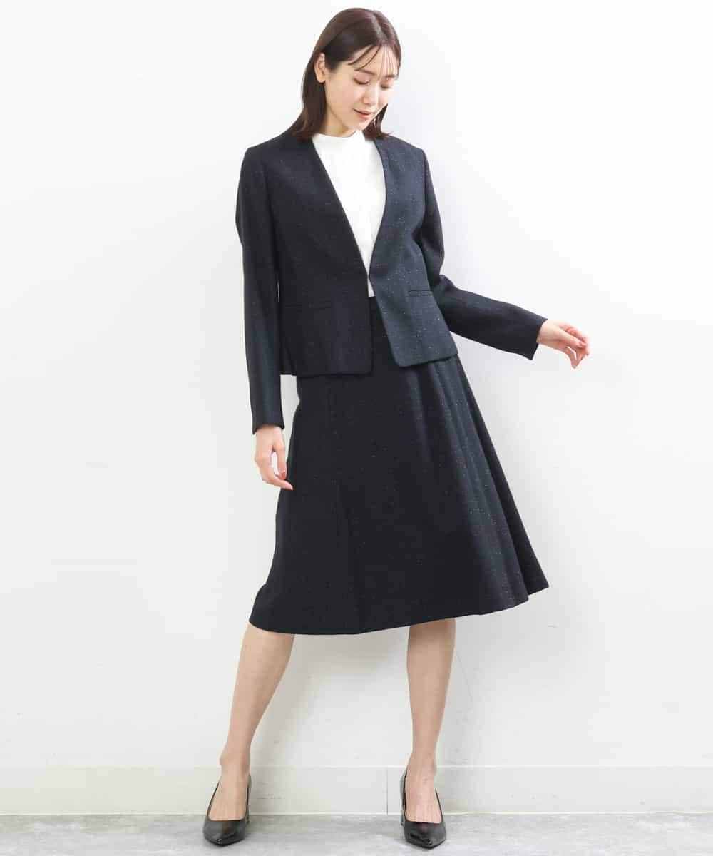 FKHDP91135 MK MICHEL KLEIN(MK ミッシェルクラン) ラメツイードフレアスカート/洗える グレー