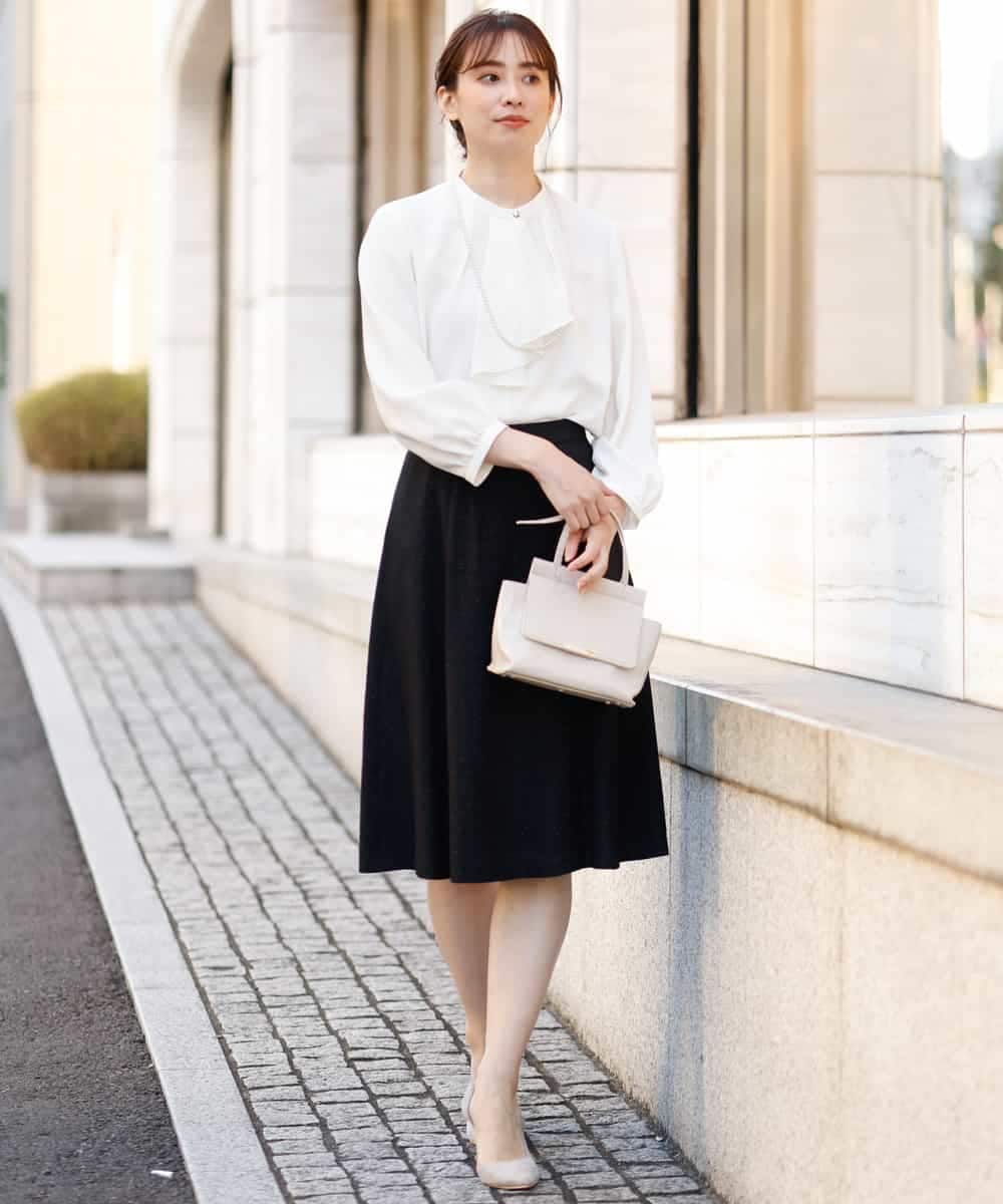 FKHDP91135 MK MICHEL KLEIN(MK ミッシェルクラン) ラメツイードフレアスカート/洗える グレー