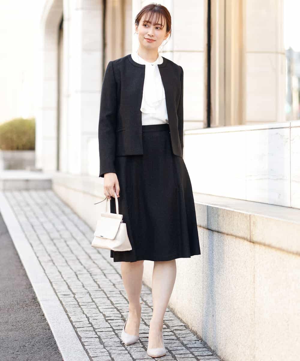 FKHDP91135 MK MICHEL KLEIN(MK ミッシェルクラン) ラメツイードフレアスカート/洗える グレー