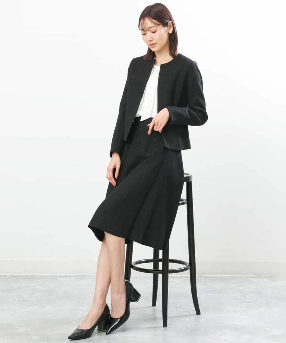 FKHDP91135 MK MICHEL KLEIN(MK ミッシェルクラン) ラメツイードフレアスカート/洗える グレー