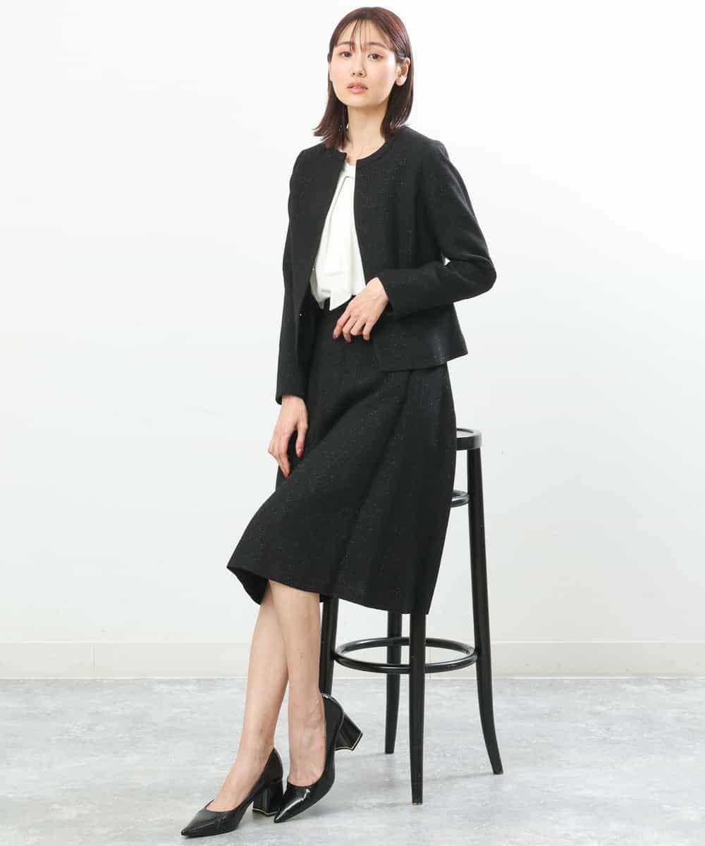 FKHDP91135 MK MICHEL KLEIN(MK ミッシェルクラン) ラメツイードフレアスカート/洗える グレー