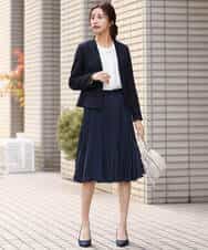 FKHDS12140 MK MICHEL KLEIN(MK ミッシェルクラン) リバーシブルシフォンプリーツスカート/洗える ネイビー