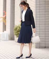 FKHDS12140 MK MICHEL KLEIN(MK ミッシェルクラン) リバーシブルシフォンプリーツスカート/洗える ネイビー