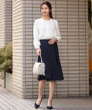 FKHDS12140 MK MICHEL KLEIN(MK ミッシェルクラン) リバーシブルシフォンプリーツスカート/洗える ネイビー
