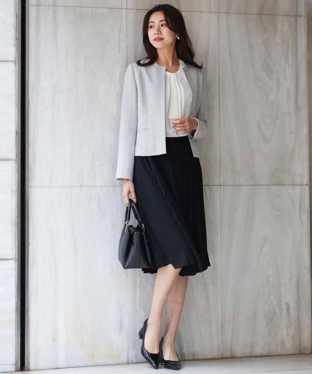FKHDS12140 MK MICHEL KLEIN(MK ミッシェルクラン) リバーシブルシフォンプリーツスカート/洗える ネイビー