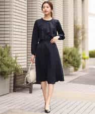 FKHDS14150 MK MICHEL KLEIN(MK ミッシェルクラン) ラップ風デザインフレアスカート/洗える ライトブルー