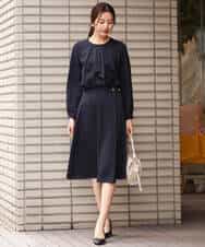 FKHDS14150 MK MICHEL KLEIN(MK ミッシェルクラン) ラップ風デザインフレアスカート/洗える ライトブルー