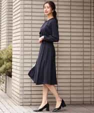 FKHDS14150 MK MICHEL KLEIN(MK ミッシェルクラン) ラップ風デザインフレアスカート/洗える ライトブルー