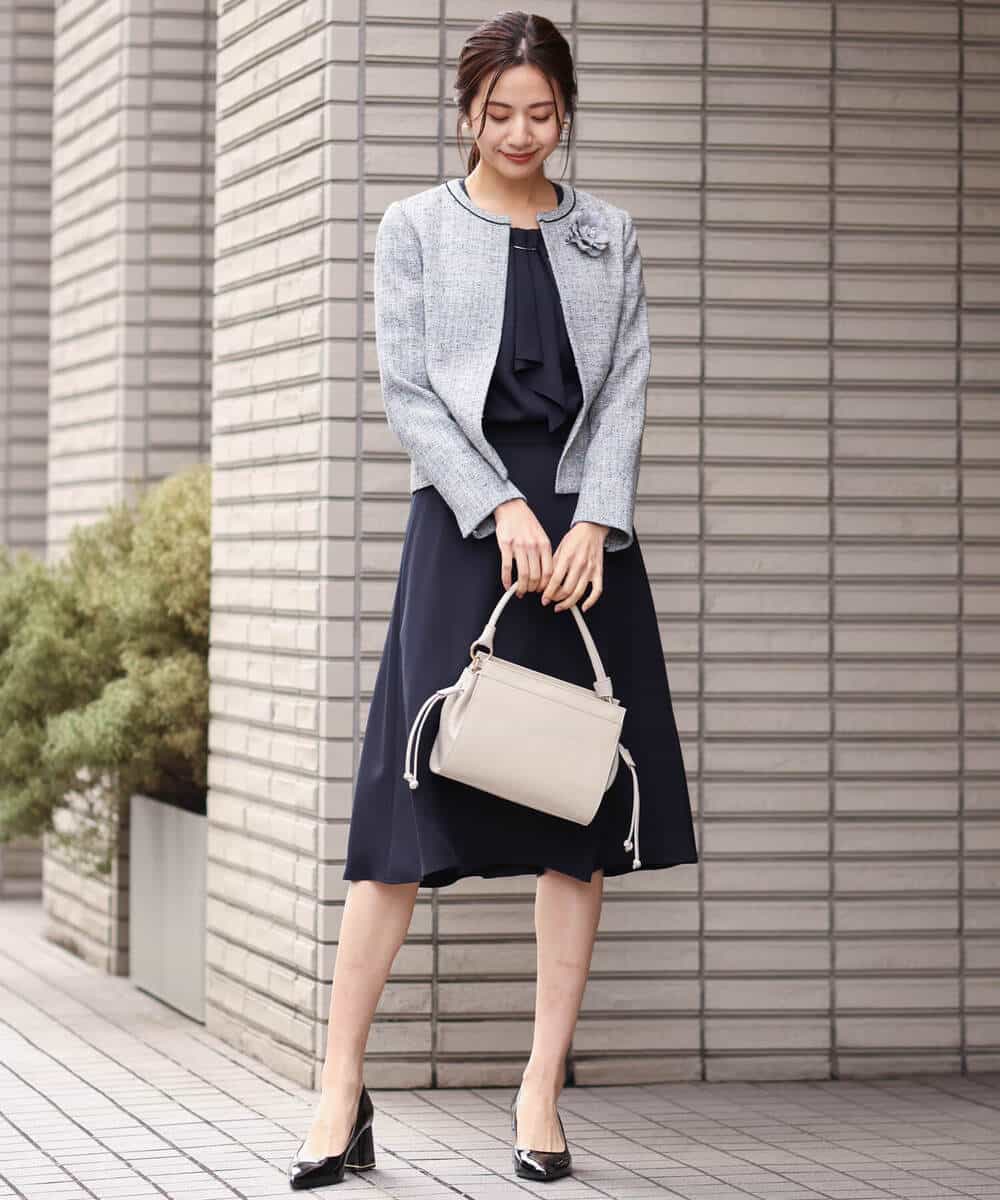 FKHDS14150 MK MICHEL KLEIN(MK ミッシェルクラン) ラップ風デザインフレアスカート/洗える ライトブルー