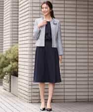 FKHDS14150 MK MICHEL KLEIN(MK ミッシェルクラン) ラップ風デザインフレアスカート/洗える ライトブルー