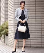 FKHDS14150 MK MICHEL KLEIN(MK ミッシェルクラン) ラップ風デザインフレアスカート/洗える ライトブルー