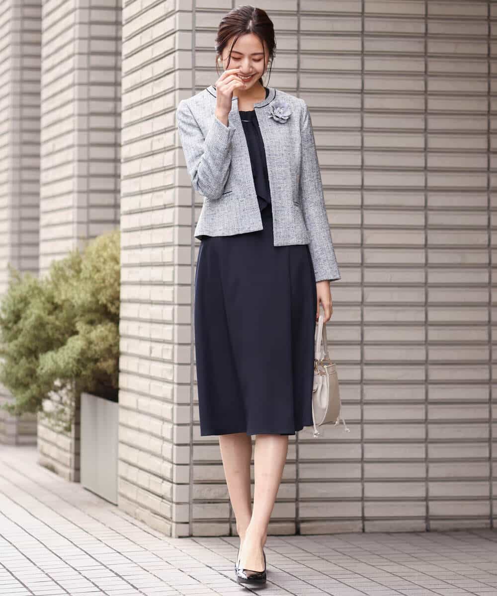 FKHDS14150 MK MICHEL KLEIN(MK ミッシェルクラン) ラップ風デザインフレアスカート/洗える ライトブルー