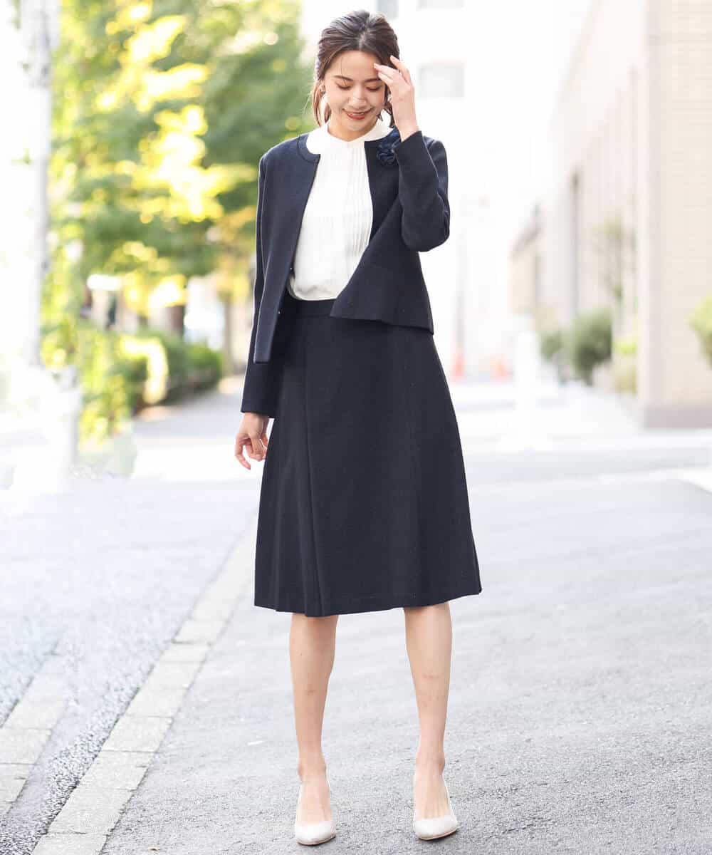 FKHDS91150 MK MICHEL KLEIN(MK ミッシェルクラン) ラメツイードフレアスカート/洗える グレー
