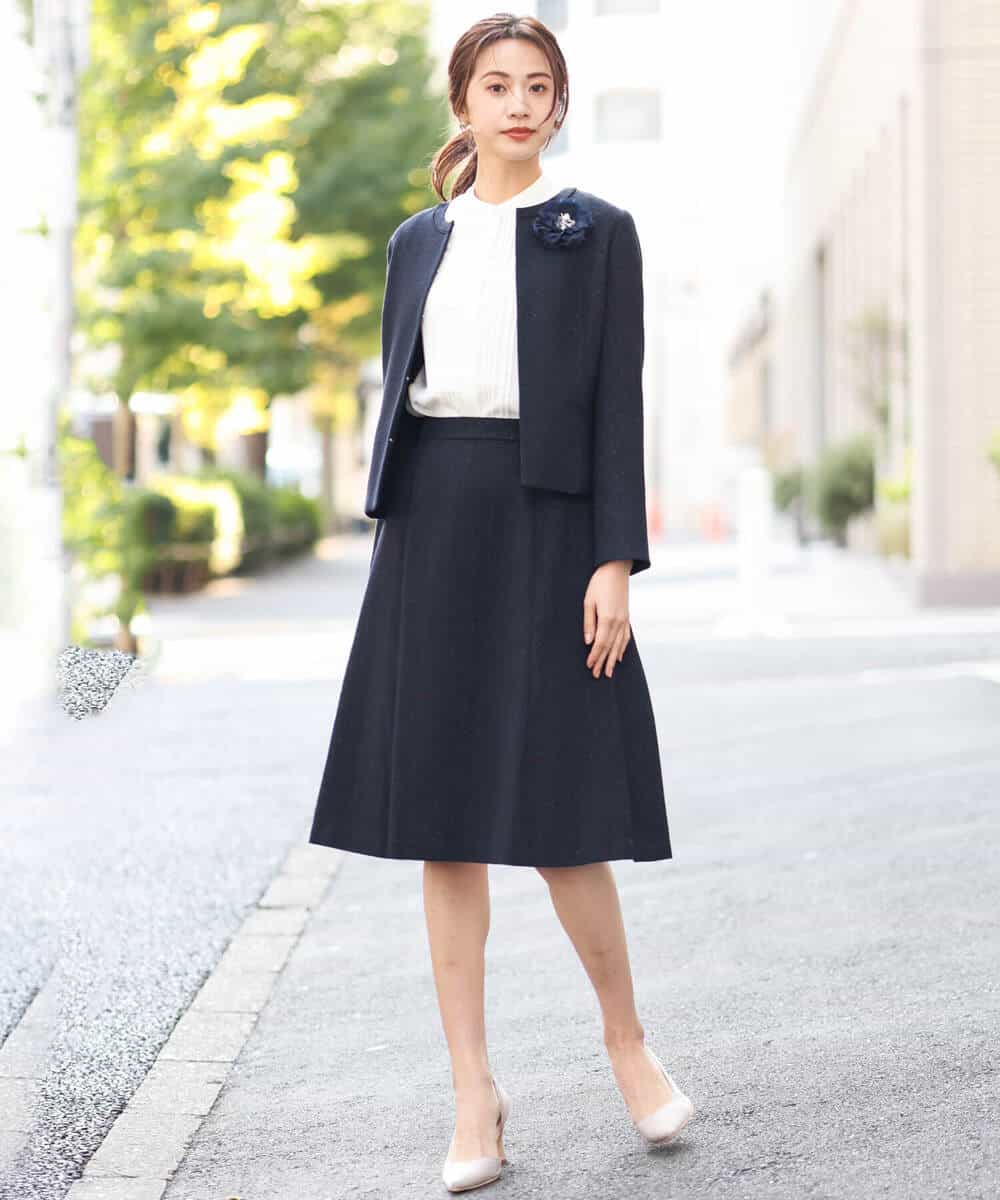 FKHDS91150 MK MICHEL KLEIN(MK ミッシェルクラン) ラメツイードフレアスカート/洗える グレー