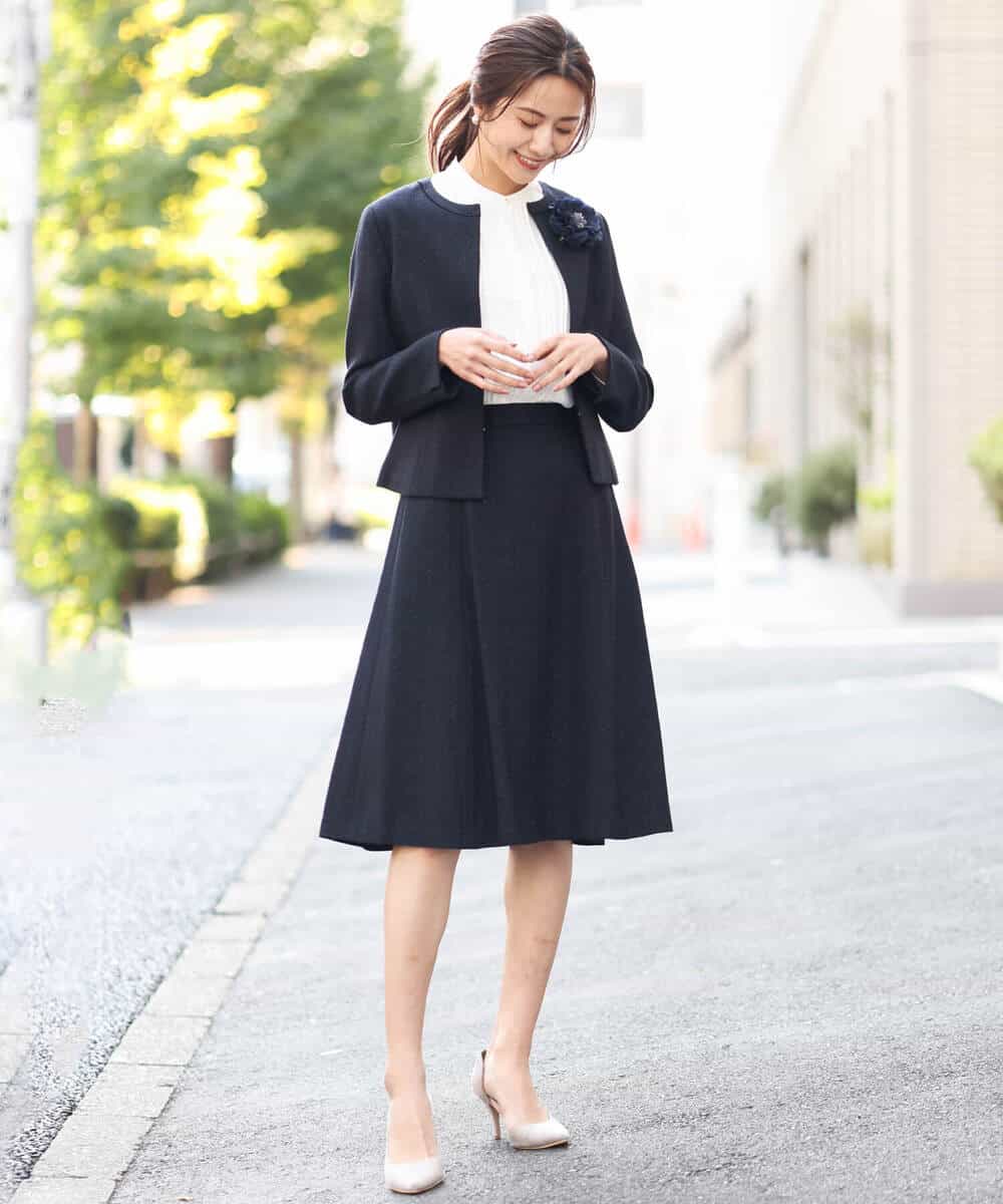 FKHDS91150 MK MICHEL KLEIN(MK ミッシェルクラン) ラメツイードフレアスカート/洗える グレー
