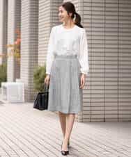 FKHDS91150 MK MICHEL KLEIN(MK ミッシェルクラン) ラメツイードフレアスカート/洗える グレー
