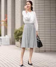 FKHDS91150 MK MICHEL KLEIN(MK ミッシェルクラン) ラメツイードフレアスカート/洗える グレー