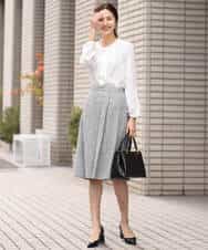 FKHDS91150 MK MICHEL KLEIN(MK ミッシェルクラン) ラメツイードフレアスカート/洗える グレー