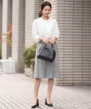 FKHDS91150 MK MICHEL KLEIN(MK ミッシェルクラン) ラメツイードフレアスカート/洗える グレー